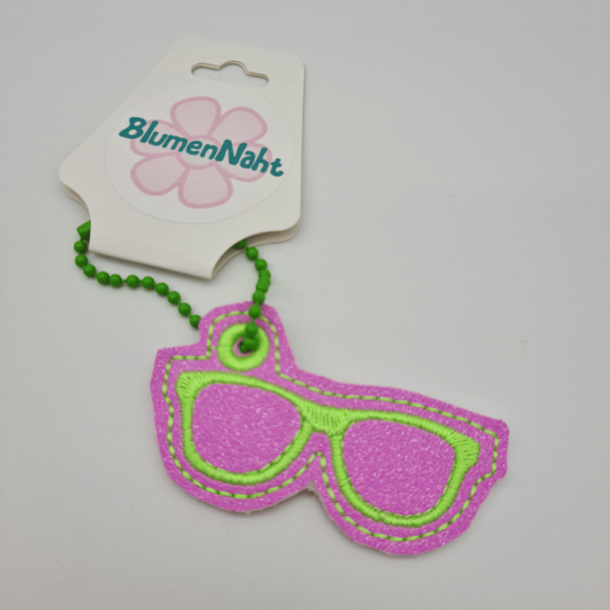 Kleiner Anhänger Brille #5 glitzerpink/neon-grün